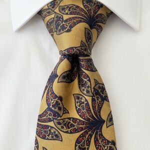Stefano Ricci for Cuzzens Gold & Navy Floral Paisley Silk Tie | Italian Luxury